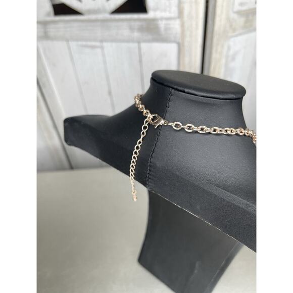 Faux Pearl Crystal Shell Charm Bead Bauble Gold Rosegold Necklace - Picture 2 of 3